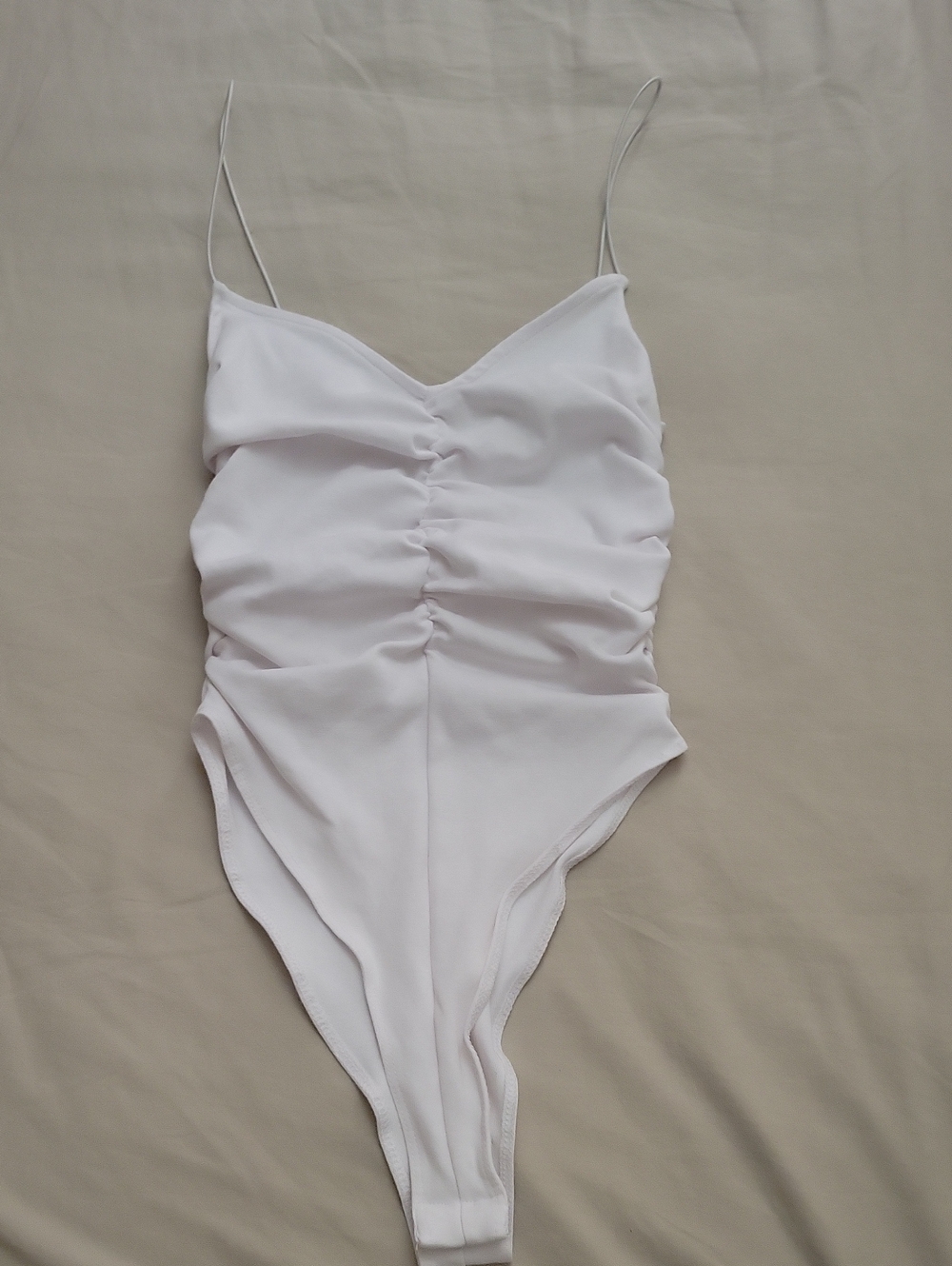 Zara White Ruched Bodysuit